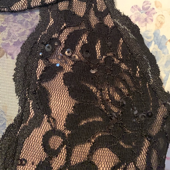 LIKE NEW! High Neck Illusion Plunging Lace Gown - Picture 7 of 11